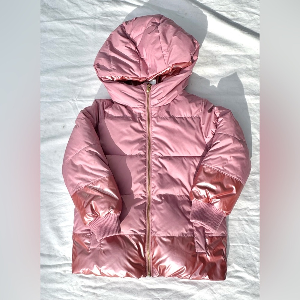 Crewcuts Reversible Pink Hooded Puffer Coat size xs
